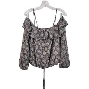 Willow And Root Top Medium Cold Shoulder Sheer Sleeves Boho